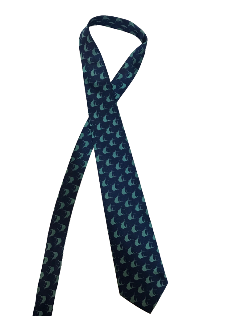 768x1024 Contender Navy With Teal Sailfish Icon Silk Woven Mens Necktie