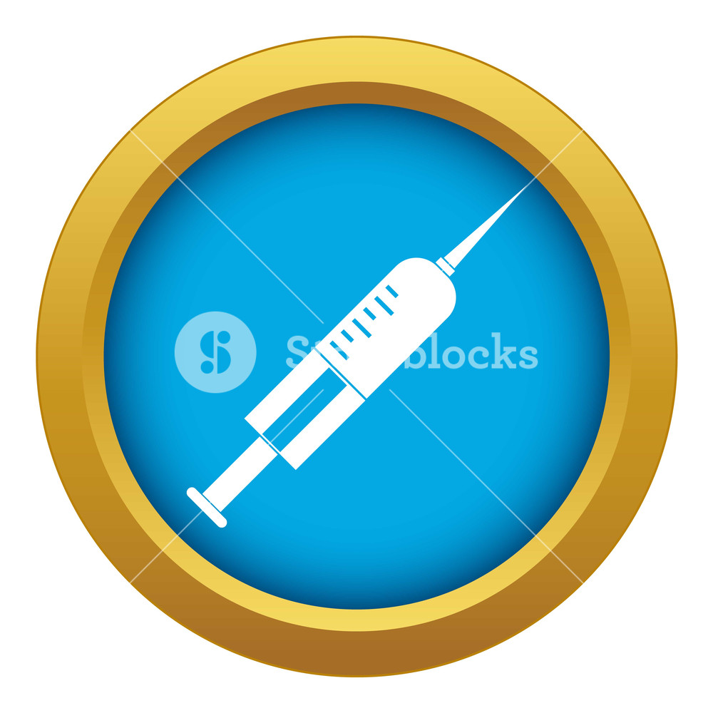 1000x1000 Syringe With Needle Icon Blue Vector Isolated On White Background