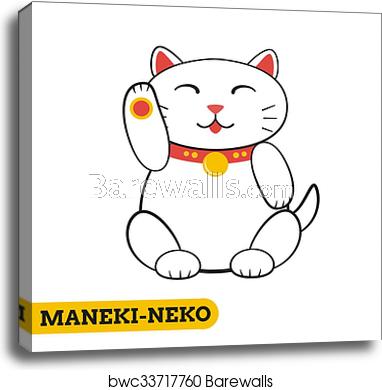 382x390 Maneki Neko Icon, Canvas Print Barewalls Posters Prints