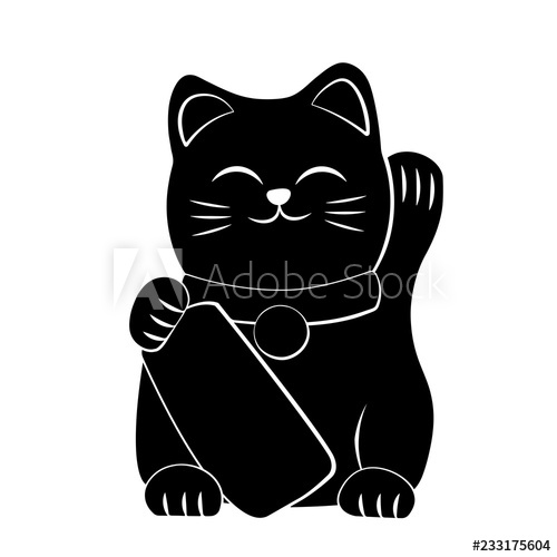 500x500 Maneki Neko Icon Japan Lucky Cat Clipart Image Isolated On White