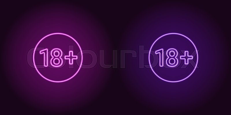 800x400 Neon Icon Of Age Limit For Under Stock Vector Colourbox