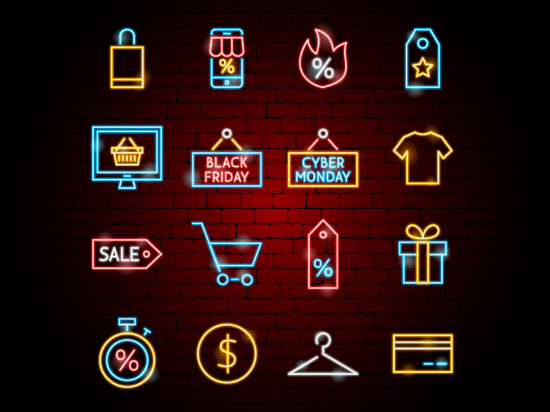 800x600 Black Friday Neon Icons