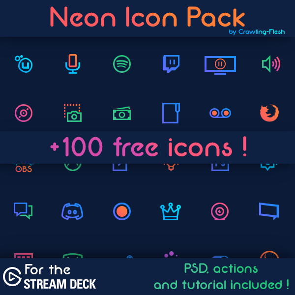 600x600 Streamdeck Neon Icon Set Elgatogaming