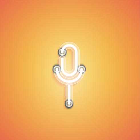 490x490 Glowing Realistic Neon Icon For Web, Vector Illustration