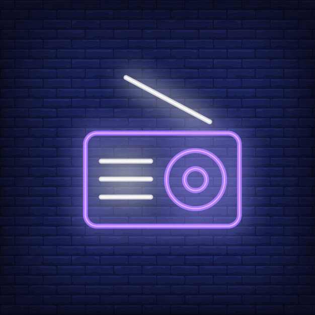 626x626 Radio Set Neon Icon Receiver With Antenna Vector Free Download