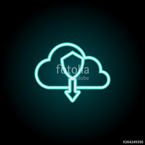 500x500 Shield In The Cloud Download Neon Icon Elements Of Virus