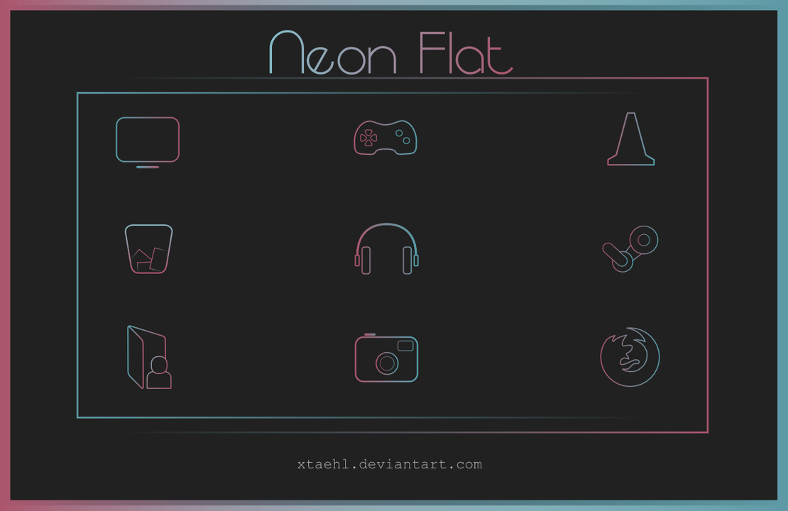 1110x720 Neon Flat Icon Pack