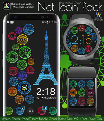 346x404 Pixel Net Neon Icon Pack Bubble Cloud Widgets + Wear Os