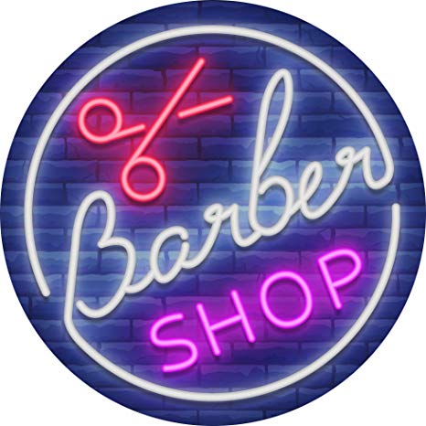 466x466 Cool Purple Red Barber Shop Neon Sign Cartoon Icon