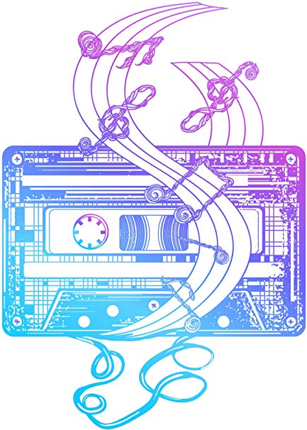 433x606 Pretty Pastel Neon Ombre Cassette Tape Music Icon