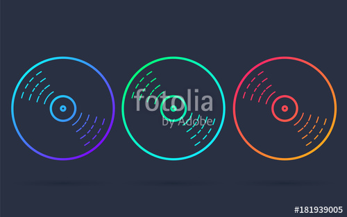 500x313 Vinyl Record Disc, Thin Line Icon Or Logo For Web Or App In Bright