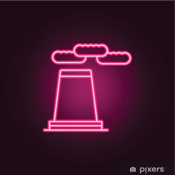 700x700 Factory Icon Elements Of Manufacturing In Neon Style Icons