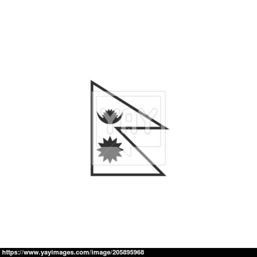 512x512 Nepal Flag Icon In Black Outline Flat Design Vector