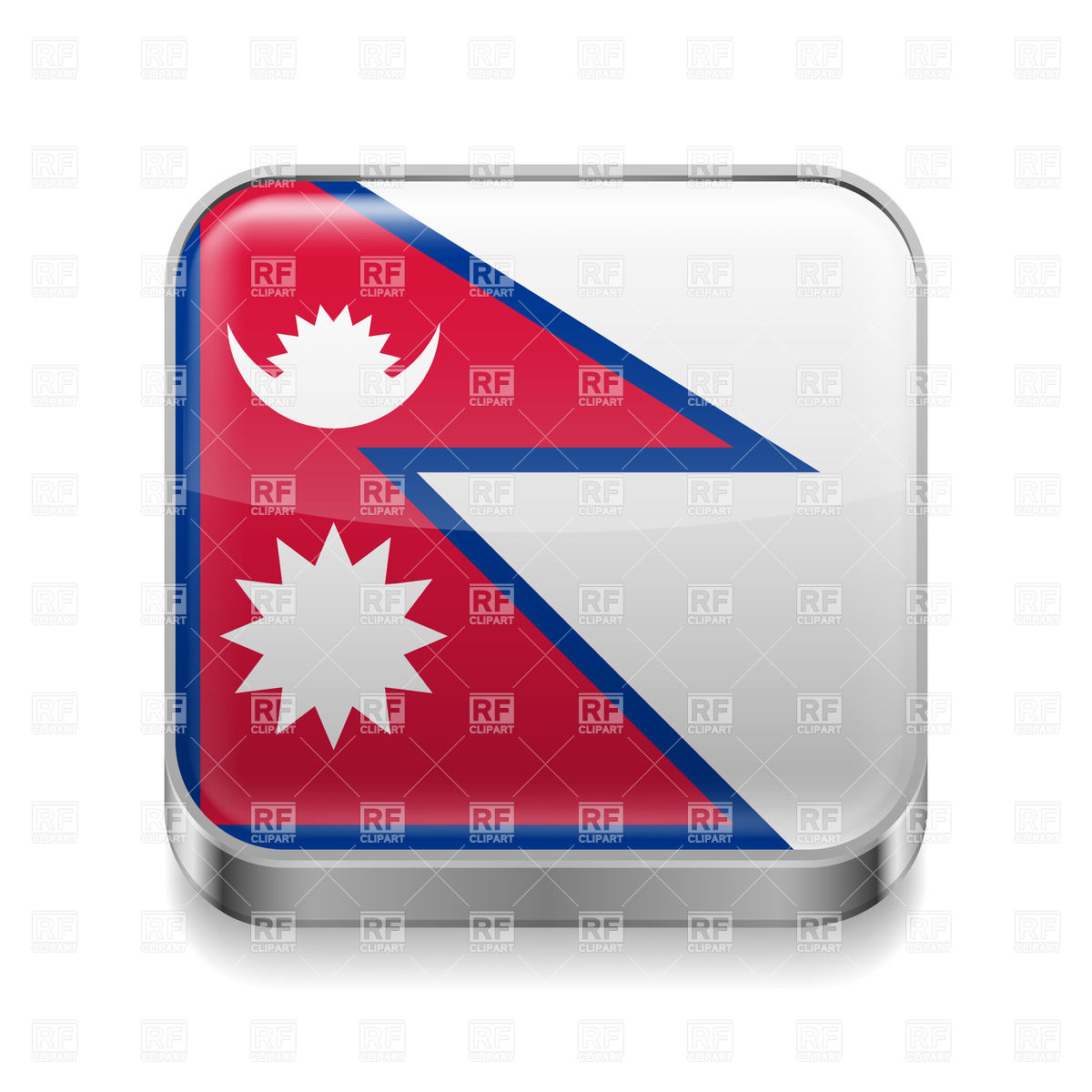 1200x1200 Square Metal Icon With Flag Of Nepal Vector Image Of Icons