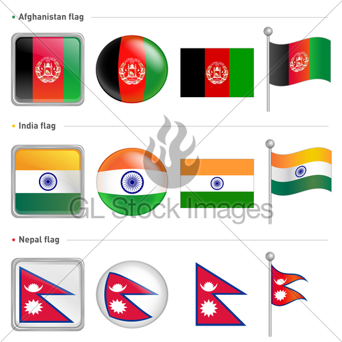 500x500 India And Nepal, Afghanistan Flag Icon Gl Stock Images