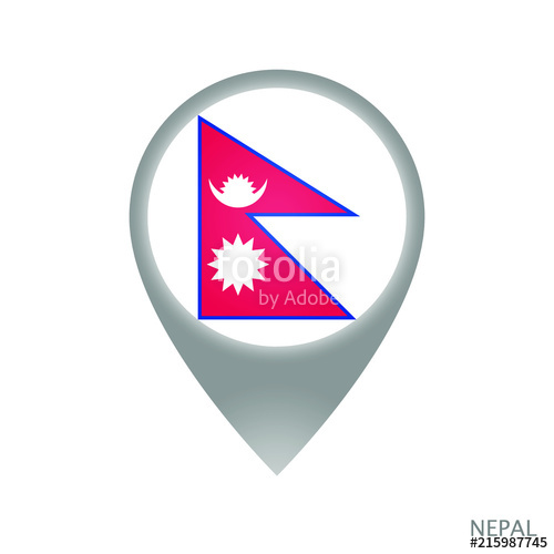 500x500 Map Pointer With Flag Of Nepal Gray Abstract Map Icon Vector