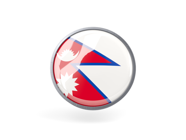 640x480 Metal Framed Round Icon Illustration Of Flag Of Nepal