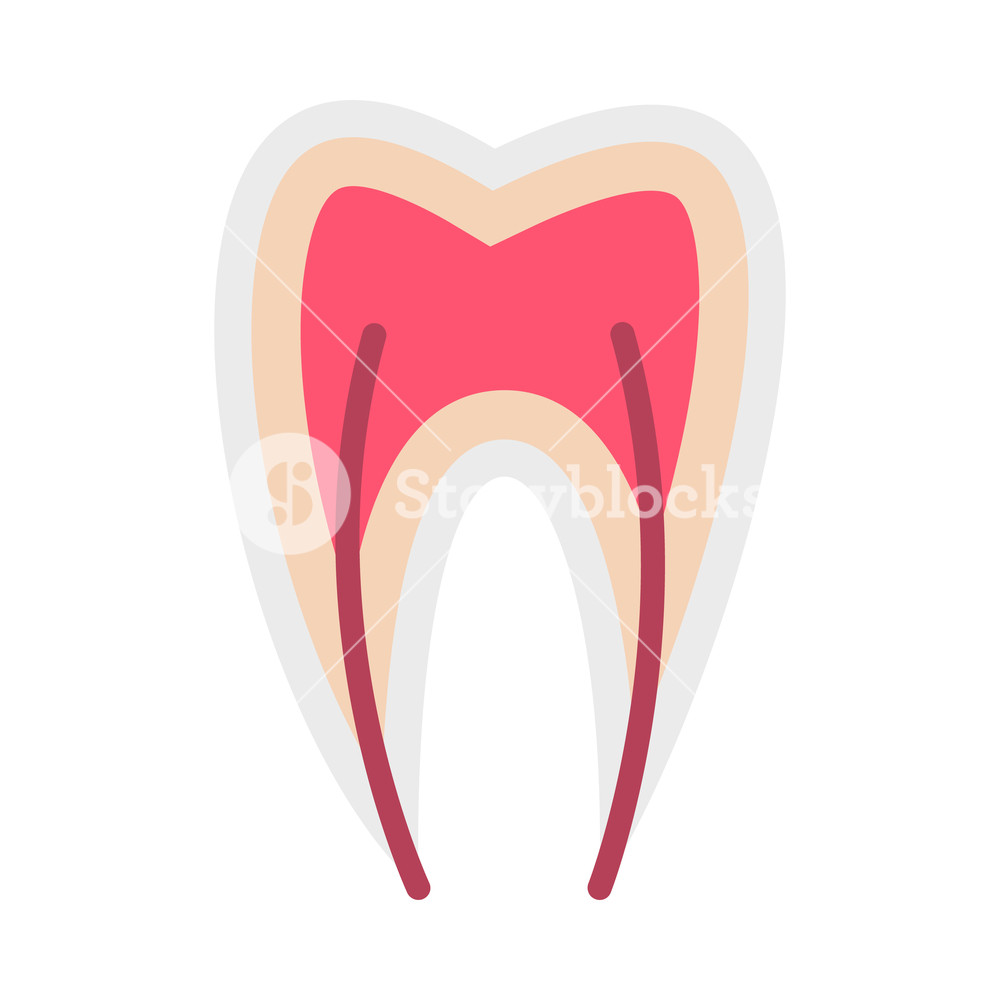 1000x1000 Tooth Nerve Icon In Flat Style Isolated On White Background