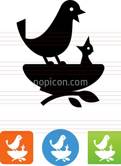 400x548 Momma And Baby Bird In Nest Icon