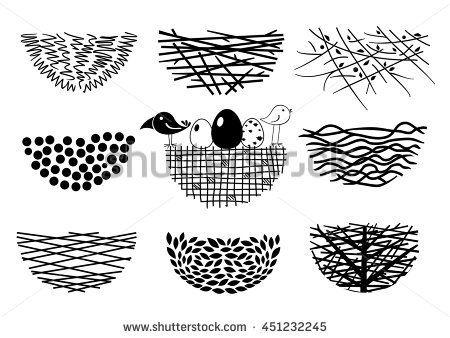 450x338 Set Icons Bird's Nest For A Logo Or Emblem In The Technique