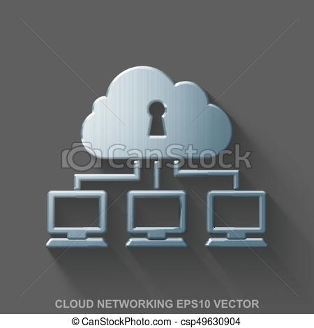 450x470 Flat Metallic Cloud Networking Icon Polished Steel Cloud