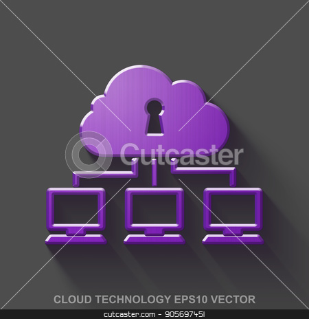 450x464 Flat Metallic Cloud Technology Icon Purple Glossy Metal Cloud