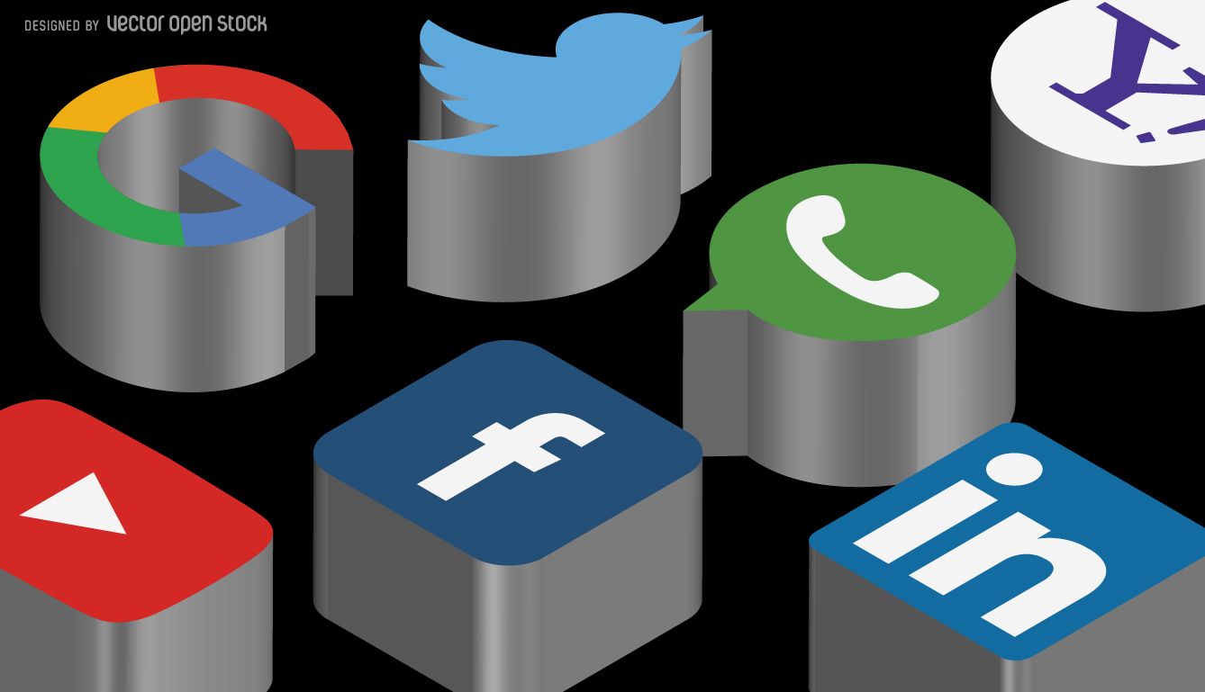 1338x769 Set Of Isometric Social Media Icons Logos For Social Networks