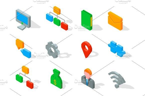 580x386 Set Of Business Icons Vector Illustration Isolated On White