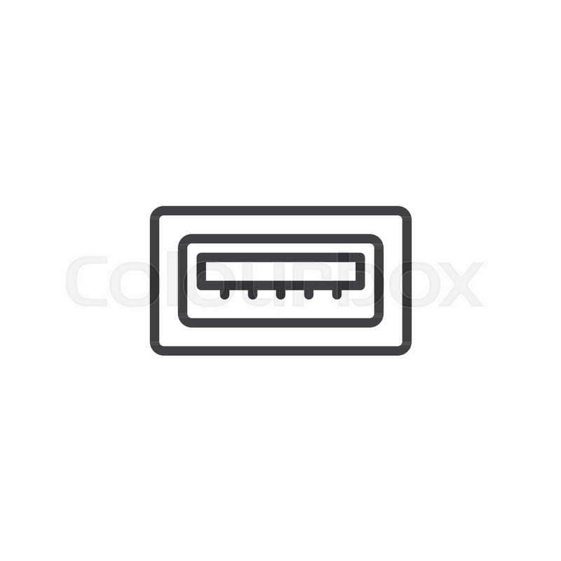 800x800 Usb Port Line Icon, Outline Vector Stock Vector Colourbox
