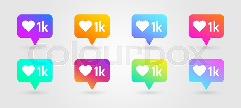 800x360 Like And Heart Icons Set Social Stock Vector Colourbox