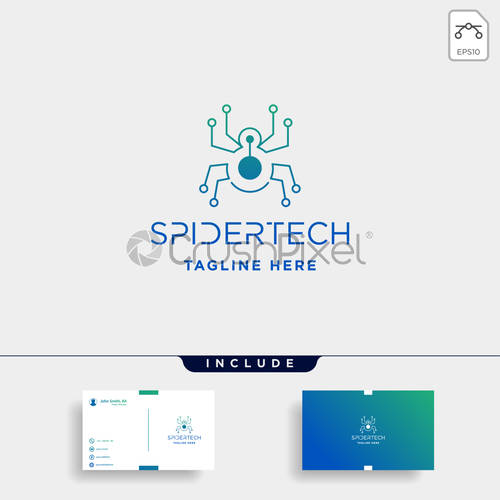 500x500 Spider Technology Logo Vector Internet Network Symbol Icon, Stock