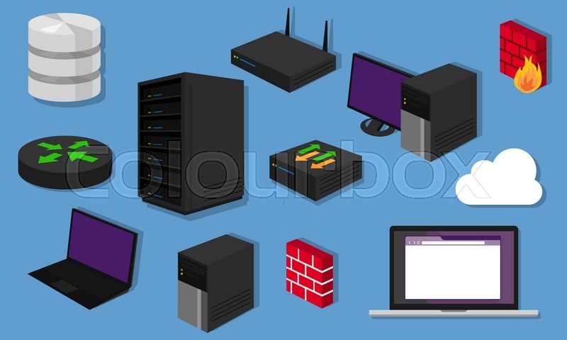 800x480 Network Topology Lan Objects Icon Stock Vector Colourbox