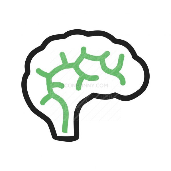 600x600 Brain Line Green Black Icon