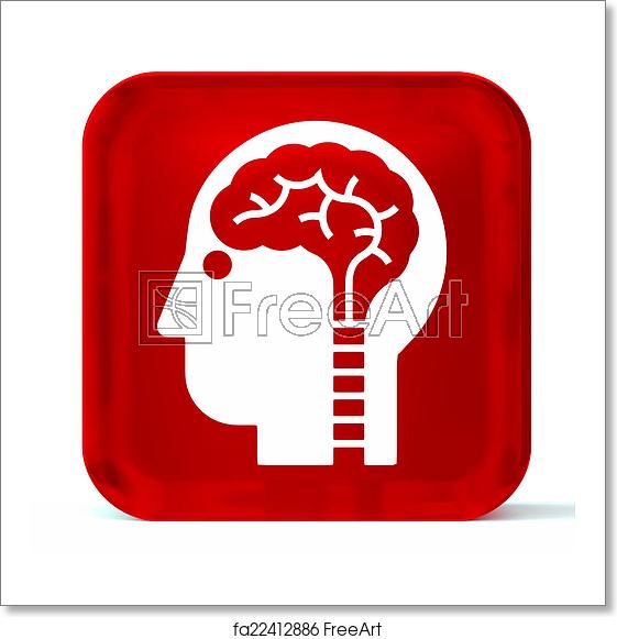 561x581 Free Art Print Of Neurology Glass Button Icon With White Health