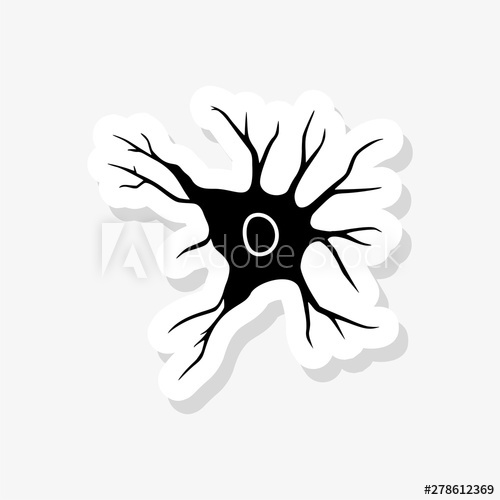 500x500 Neuron Sticker Isolated On White Background Neuron Icon Simple