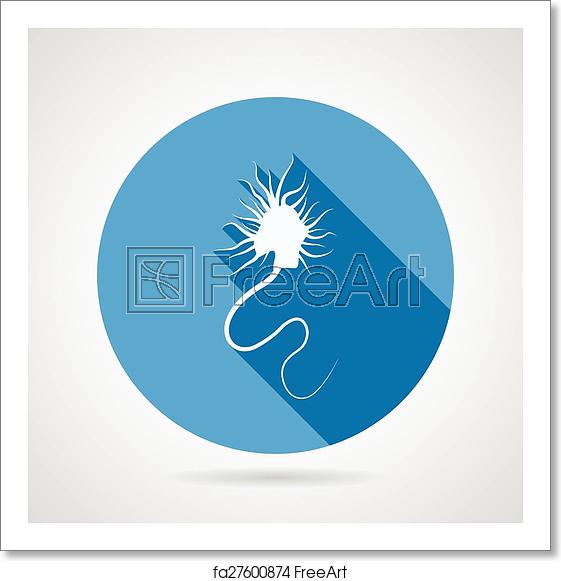 561x581 Free Art Print Of Neuron Flat Round Vector Icon Flat Blue Round