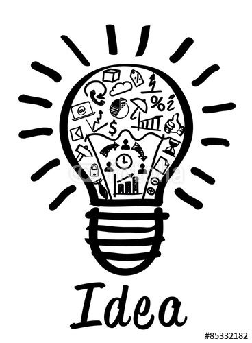 368x500 New Idea Concept Drawing Of A Bulb And Business Icons Inside It
