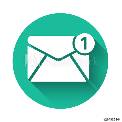 500x500 White Envelope Icon Isolated With Long Shadow Received Message