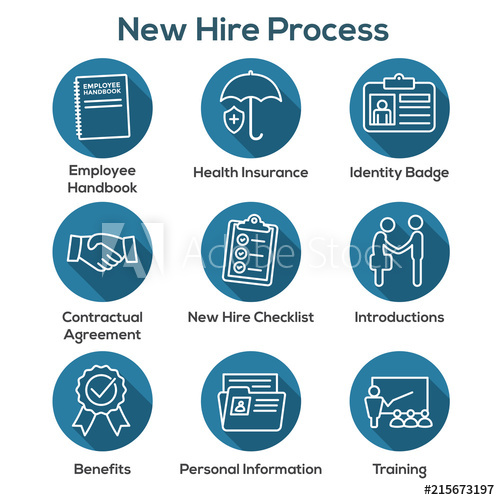 500x500 New Employee Hiring Process Icon Set W Checklist, Handshake