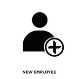 160x160 New Employee Icon On White Background, In Black, Vector Icon
