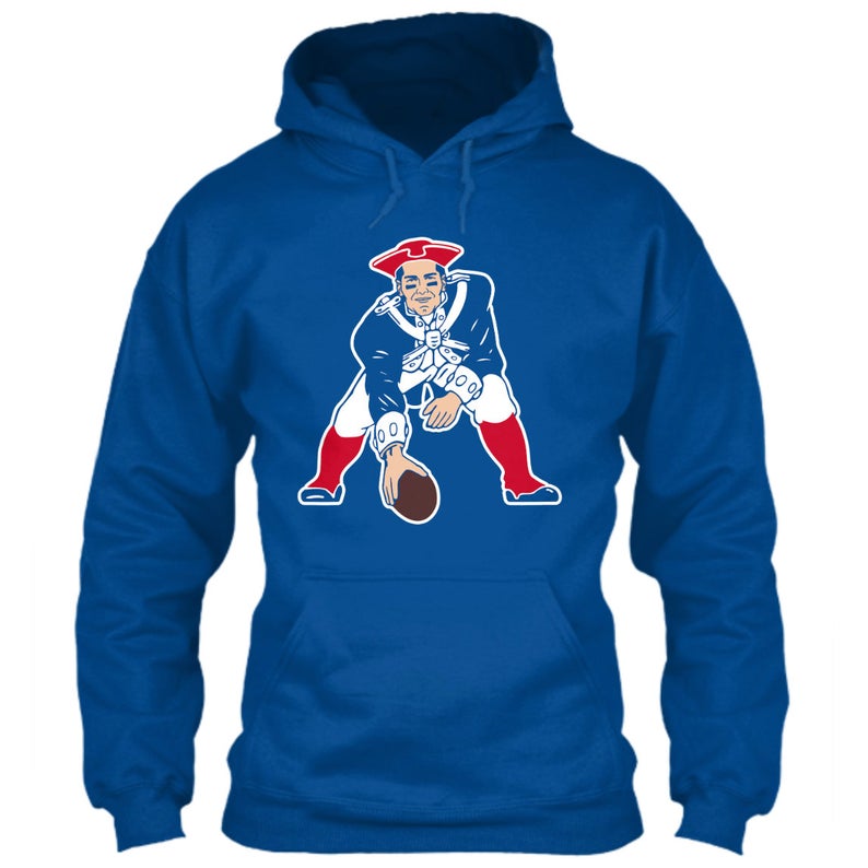 794x794 Tom Brady Hoodie New England Patriots Retro Logo Parody Blue Etsy
