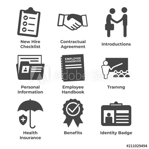 500x500 New Employee Hiring Process Icon Set W Checklist, Handshake