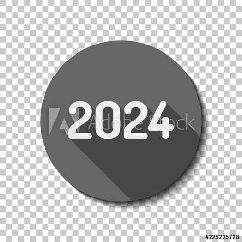 500x500 Number Icon Happy New Year Flat Icon, Long Shadow, Circle