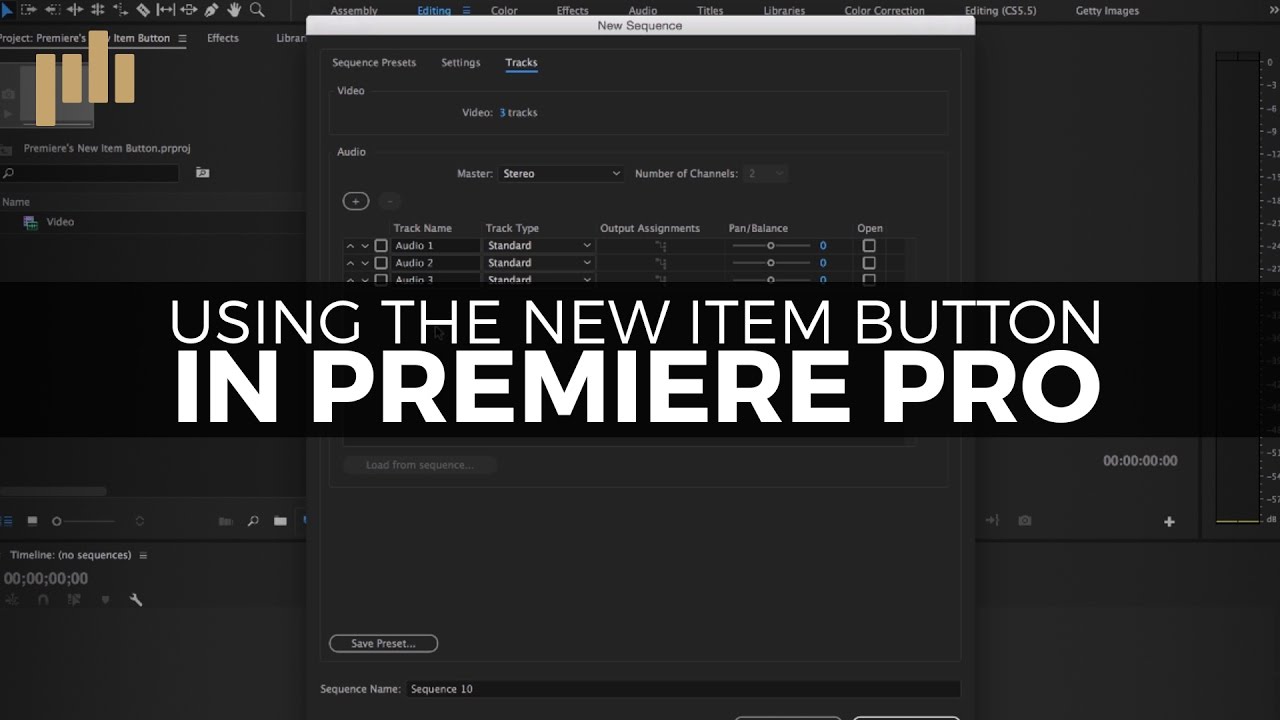 Using The New Item Button In Premiere Pro 1280x720 Using The New Item Button In Premiere Pro