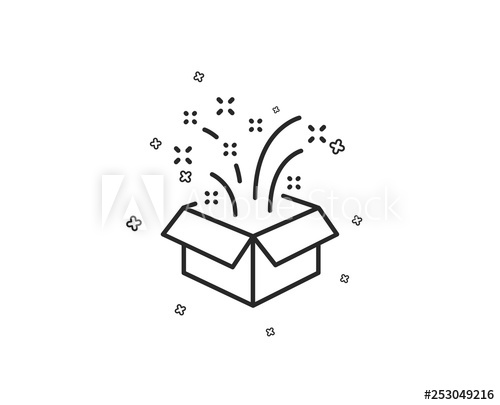 500x405 Gift Box Open Line Icon Christmas Or New Year Presents Sign