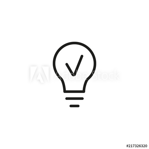 500x500 Light Bulb Line Icon Lightbulb With Checkmark Light Concept Can