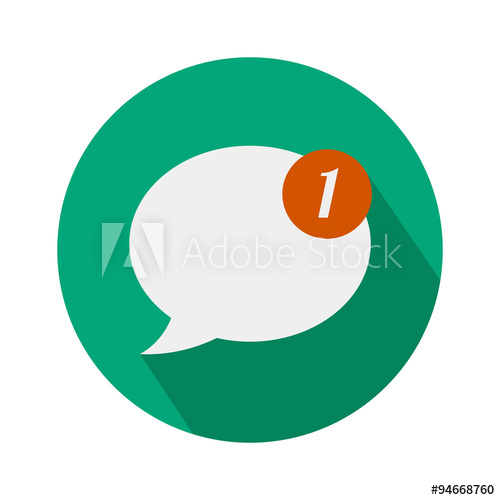 One New Message Icon In Flat Design 500x500 One New Message Icon In Flat Design