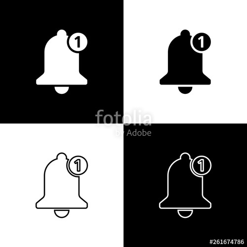 500x500 Set Bell Icons Isolated On Black And White Background New