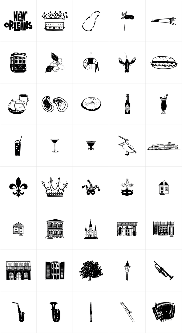 591x1081 New Orleans Doodles Symbol Icon Fonts Louisiana Tattoo, New