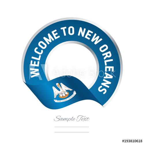 500x500 Welcome To New Orleans Louisiana Flag Ribbon Travel Logo Icon